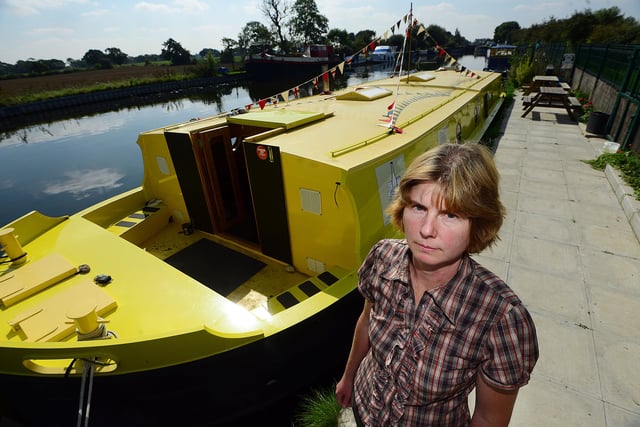 Donna Milson who owned popular floating coffee shop 'The Coffee Boat' at South Bramwith near Doncaster pictured in 2014