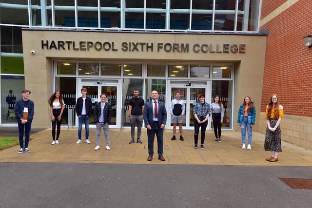 Students collect their results at Hartlepool Sixth Form College.