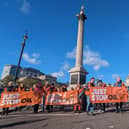 Just Stop Oil protestors in Trafalgar Square.