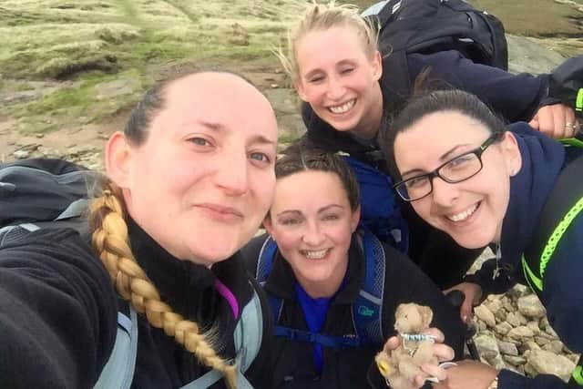 Shelley Bacon, Carla Spence, Natalie Harwood and Claire Brown completing the Yorkshire 3 peaks