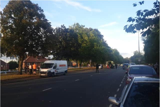 Police sealed off Thorne Road after a reported machete attack.
