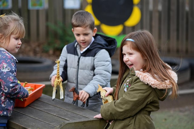 Foundation Stage Two children pictured in the Outdoor provision. Picture: NDFP-26-01-21-OutwoodWoodlands 5-NMSY