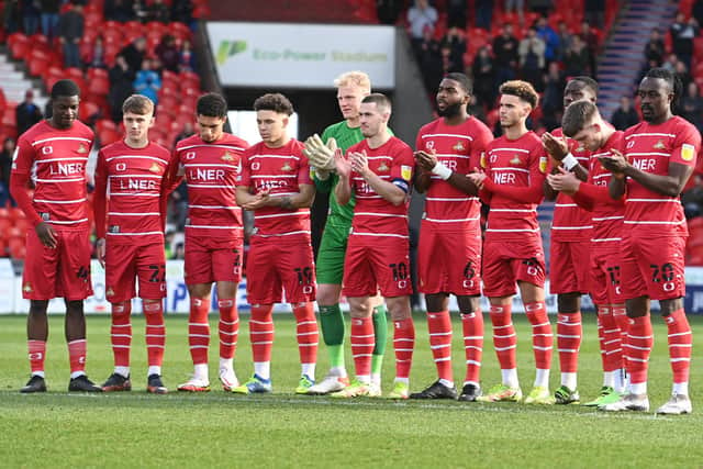 Doncaster Rovers' players pictured before Saturday's defeat to Gillingham. Picture: Howard Roe/AHPIX LTD