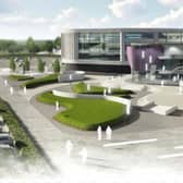 An artist impression of the Waterfront Hospital which has been proposed for Doncaster
