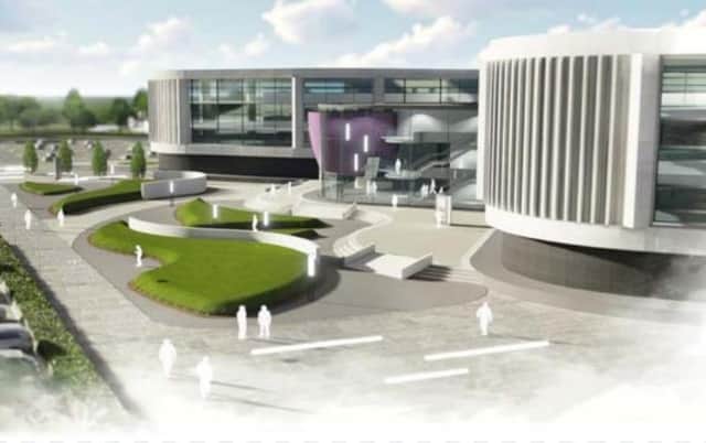 An artist impression of the Waterfront Hospital which has been proposed for Doncaster