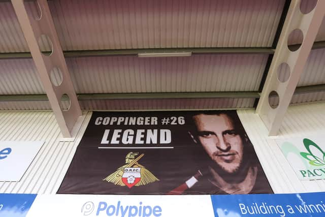 The James Coppinger banner at the Eco-Power Stadium. Photo: George Wood/Getty Images