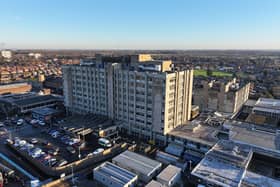 Aerial view of Doncaster Royal Infirmary.
