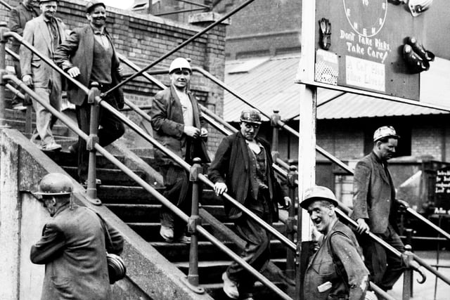 The end of a shift for these miners at Bentley Colliery