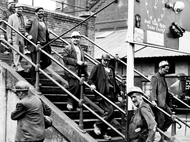 The end of a shift for these miners at Bentley Colliery