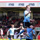 Rob Street celebrates Rovers' second at Cheltenham.