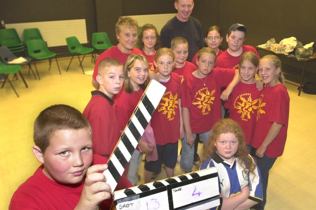 Pictured at Firth Park Community College, Fircroft Ave, Sheffield, where a performing arts summer school is being held. Seen in the  studio making a video are some of the pupils, with Jo Swain, and Full Monty Actor Steve Huison. holding the clapper board is Simon Oxborough.