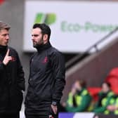 Doncaster Rovers boss Danny Schofield (right) with his assistant Chad Gribble.