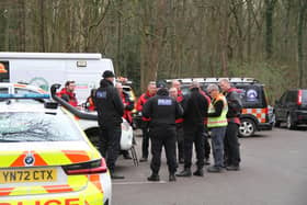 Police have launched a huge search of Sandall Beat Woods for missing Pam.