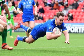 Elliot Hall scores Doncaster's first try of the season. Picture: Howard Roe/AHPIX.com