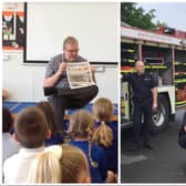 Free Press reporter Darren Burke and crews from Rossington Fire Station were among visitors to Rossington's Grange Lane Infant Academy.