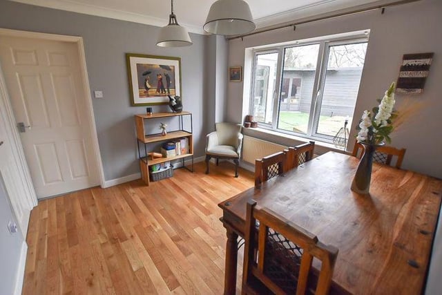 The dining room adds a touch of class to the Sough Road property, don't you think? It is beautifully presented, with a window facing the back garden.