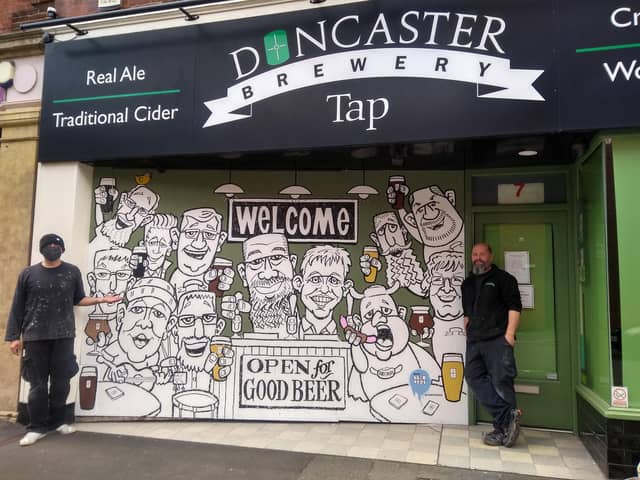 Ian Blaylock with WeAreBlokHeds outside the Doncater Brewery and Tap