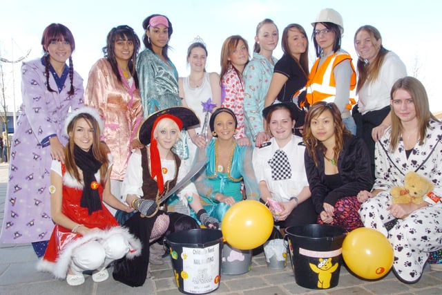 Students at the Hub dressed up and gave out kisses and manicures in aid of Children in Need in 2007