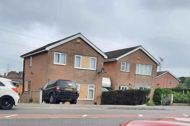 The aftermath of the attack on the house in Brecks Lane.