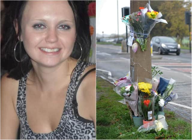 Floral tributes have been left in memory of Doncaster road crash victim Sarah Sands.