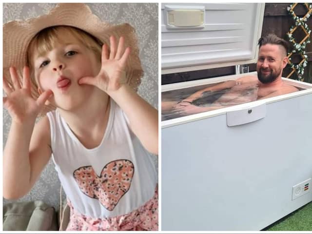 Carl Birks is taking on his ice bath challenge as a thank you to the hospitals which saved daughter Felicity's life.