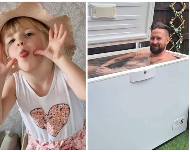 Carl Birks is taking on his ice bath challenge as a thank you to the hospitals which saved daughter Felicity's life.