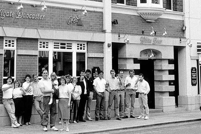 Staff and customers at the White Bear Hotel, Hallgate, Doncaster