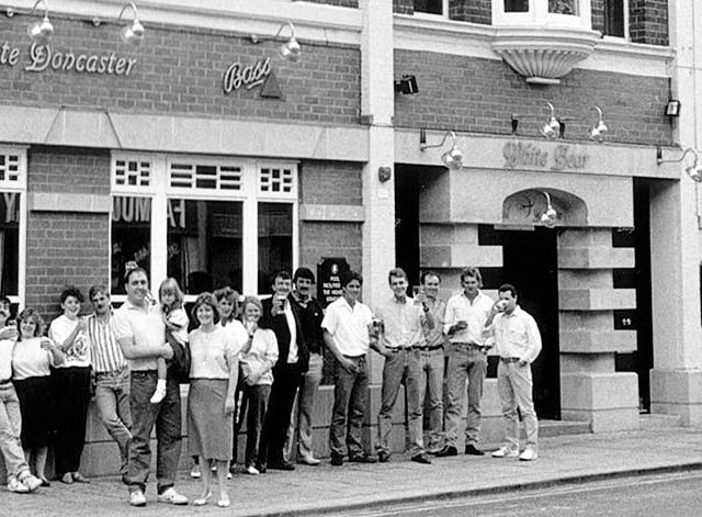 Staff and customers at the White Bear Hotel, Hallgate, Doncaster