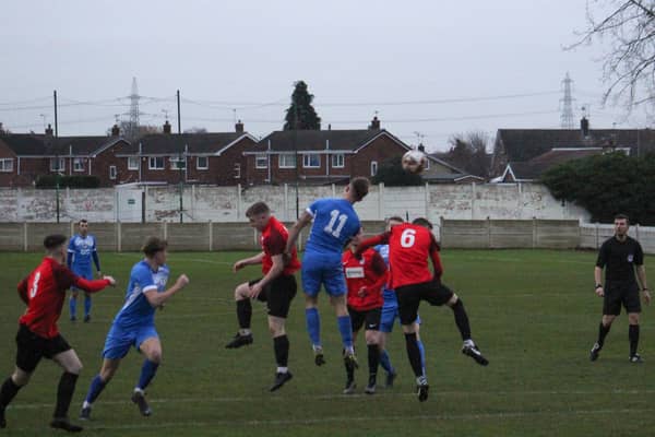 Action from Armthorpe's win over Teversal. Photo: Steve Pennock