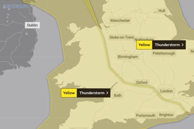 Yellow warning for thunderstorms