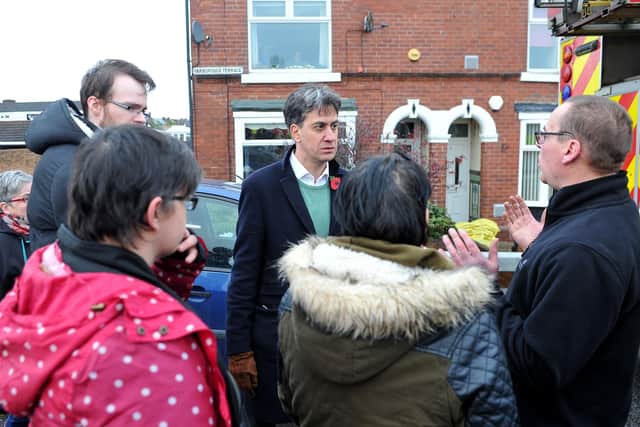 Ed Miliband meets with residents in Bentley following the flooding in 2019