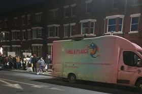 The van parked up at Christ Church.