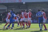 Ro-Shaun Williams heads just over the bar. Picture: Howard Roe/AHPIX LTD