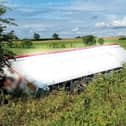 The overturned lorry