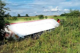 The overturned lorry