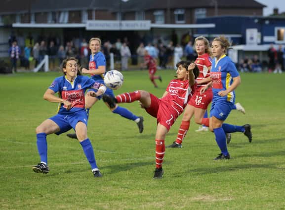 Nadia Khan was on target in the win over Wem Town. Photo: Julian Barker