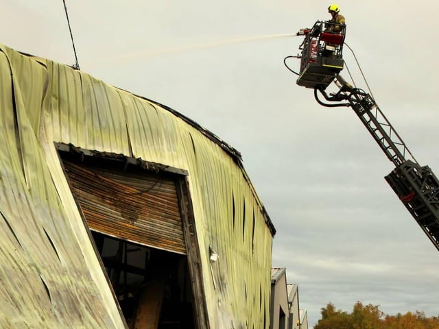 The blaze ripped through the premises in Cross Bank.