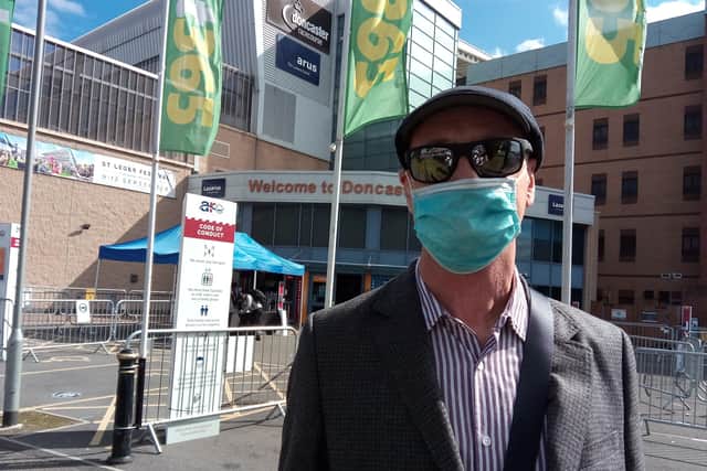 Peter Barker, of Leeds, at the races in Doncaster today at Doncaster Racecourse