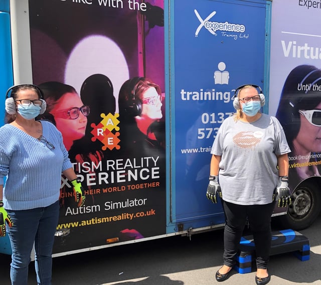 RMBI Home Harry Priestley House shift leaders Melanie Hough and Shelley Bogan with the Autism Bus