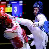Aiming high: Bradly Sinden, right, is a two-time world champion and an Olympic silver medallist but he wants more in Manchester this weekend and Paris next summer. (Picture: ULISES RUIZ/AFP via Getty Images)