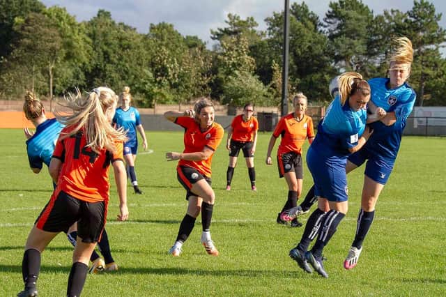 Action from Harworth Colliery Ladies’ FA Cup defeat to Wakefield Trinity. Photo: Kay Shackleton