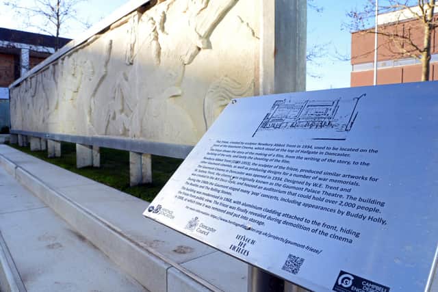 The Gaumont Frieze, on display in Sir Nigel Gresley Square. Picture: NDFP-15-12-20-Gaumont 5-NMSY