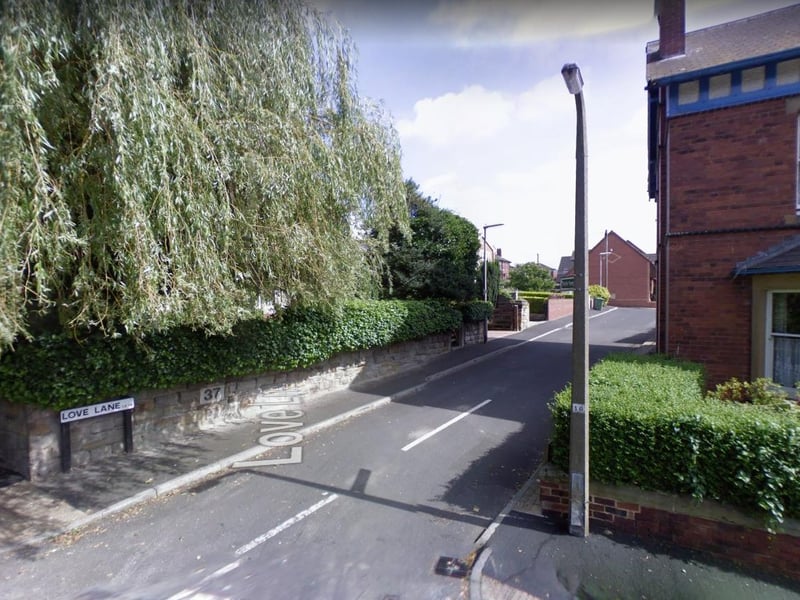 Properties on roads with Love in the name, such as Love Lane, Rothwell, Leeds, sold for an average of £286,950, nine per cent above the national average.