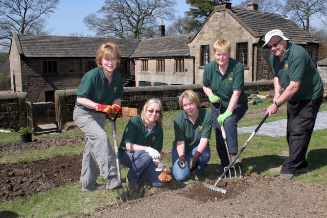 Longshaw Estate Kitchen Gardeners Jill Beckett, Diane Gourley, Caroline Cook, Linda Jackson and Dave Bowman in 2010