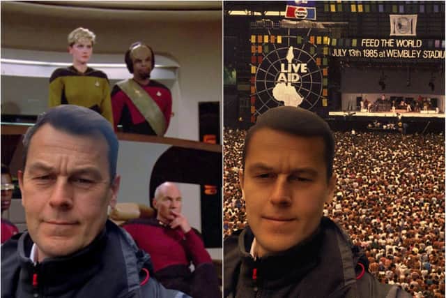 Other mock-ups showed Mr Fletcher at Live Aid in 1985 and on the deck of the Starship Enterprise. (Photo: P13DigitalMedia/Twitter)