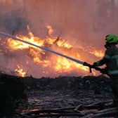 Fire crews were called to the recycling plant blaze in the early hours of Good Friday.
