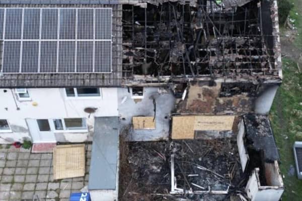 The house from above after the fire
