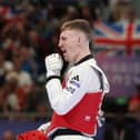 Britain's Bradly Sinden celebrates at the Paris Olympics. (Photo: Getty).