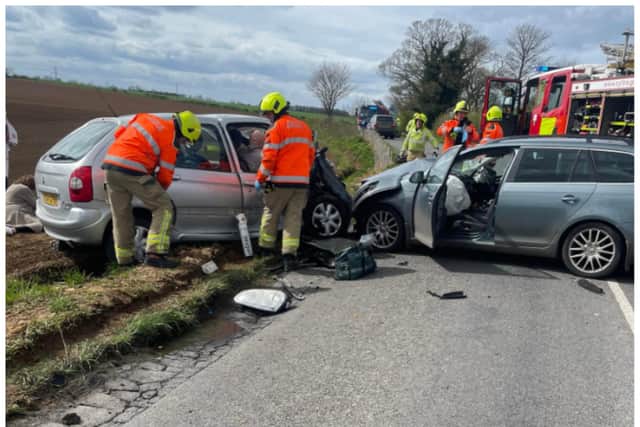 Police and fire crews attended the crash near Campsall on Tuesday.