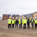Representatives from Homes England, City of Doncaster Council, Wordsworth Properties, Together Housing and Identity Consult toured the Cross Bank site to see the progression of 57 affordable homes being built.   People (left to right) Bob Kerr Wordsworth Properties, Pete Varley Wordsworth Properties, Simon Lindley Wordsworth Properties, Jonathon Bailey Wordsworth Properties, Martin Ely City of Doncaster Council, Ella Robinson Together Housing, Hassan Ali Identity Consult, Dai Howells Together Housing, Ben McLaughln Homes England and Cllr Glyn Jones City of Doncaster Council..